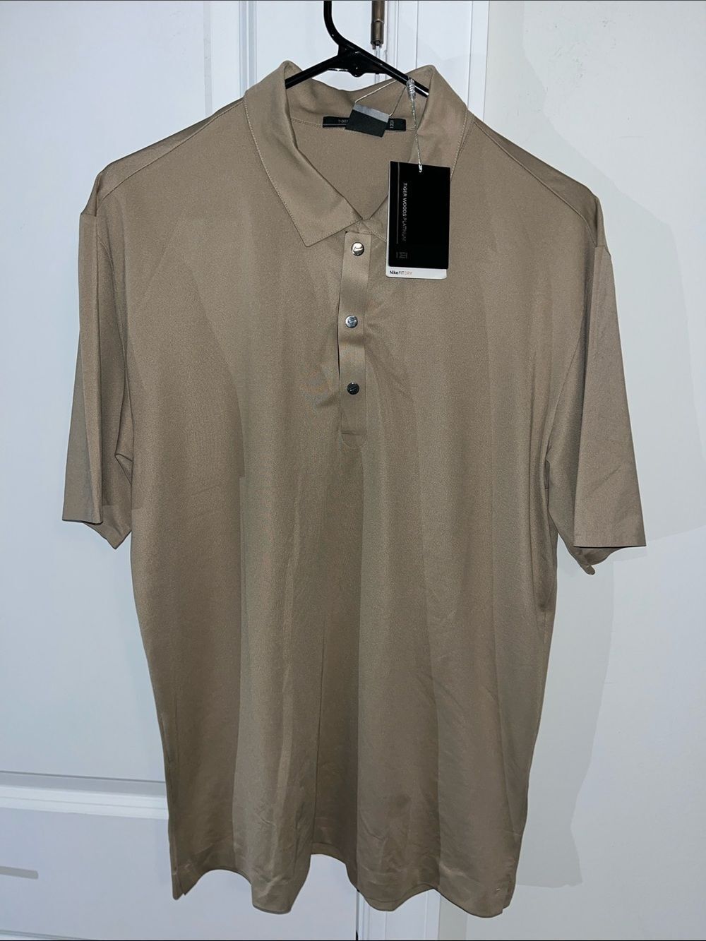 New Tan Tiger Woods Platinum Collection Nike Golf Polo Shirt Slim Fit L Asian XL